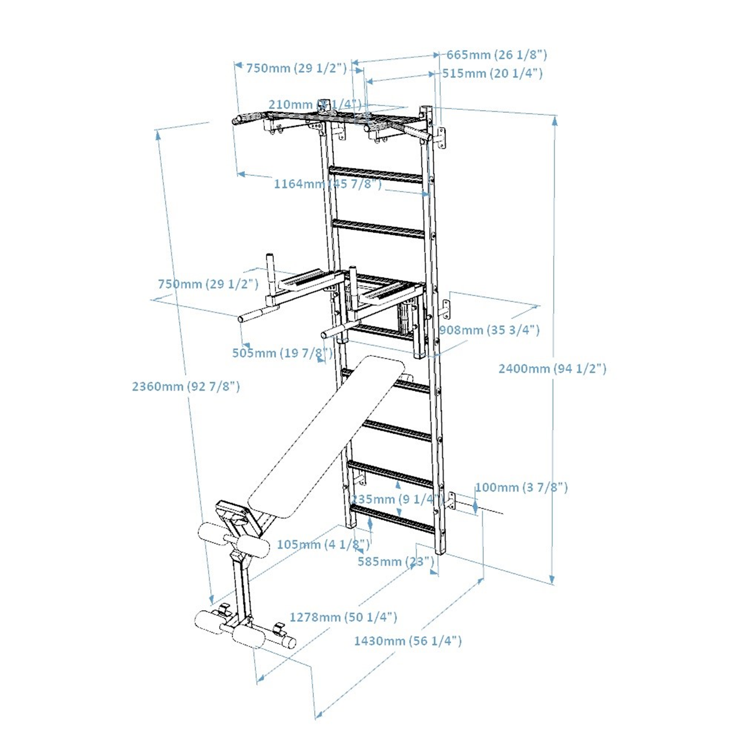 Espalier benchk 723w - Gymnastique - BenchK- Clubs - Entreprises - Collectivités - Associations