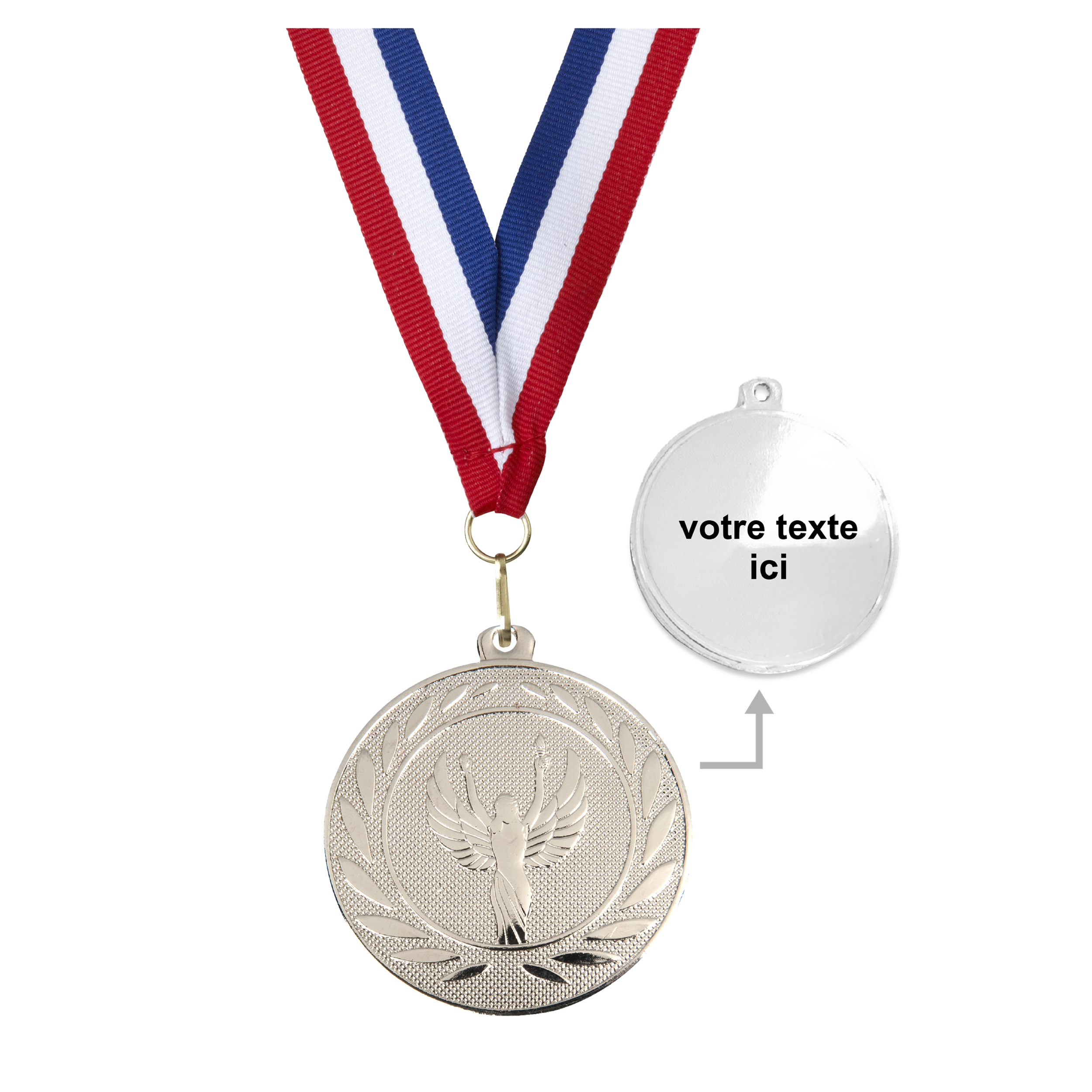 Médaille victoire argent 50 mm personnalisée - Récompenses - Biemans- Clubs - Entreprises - Collectivités - Associations