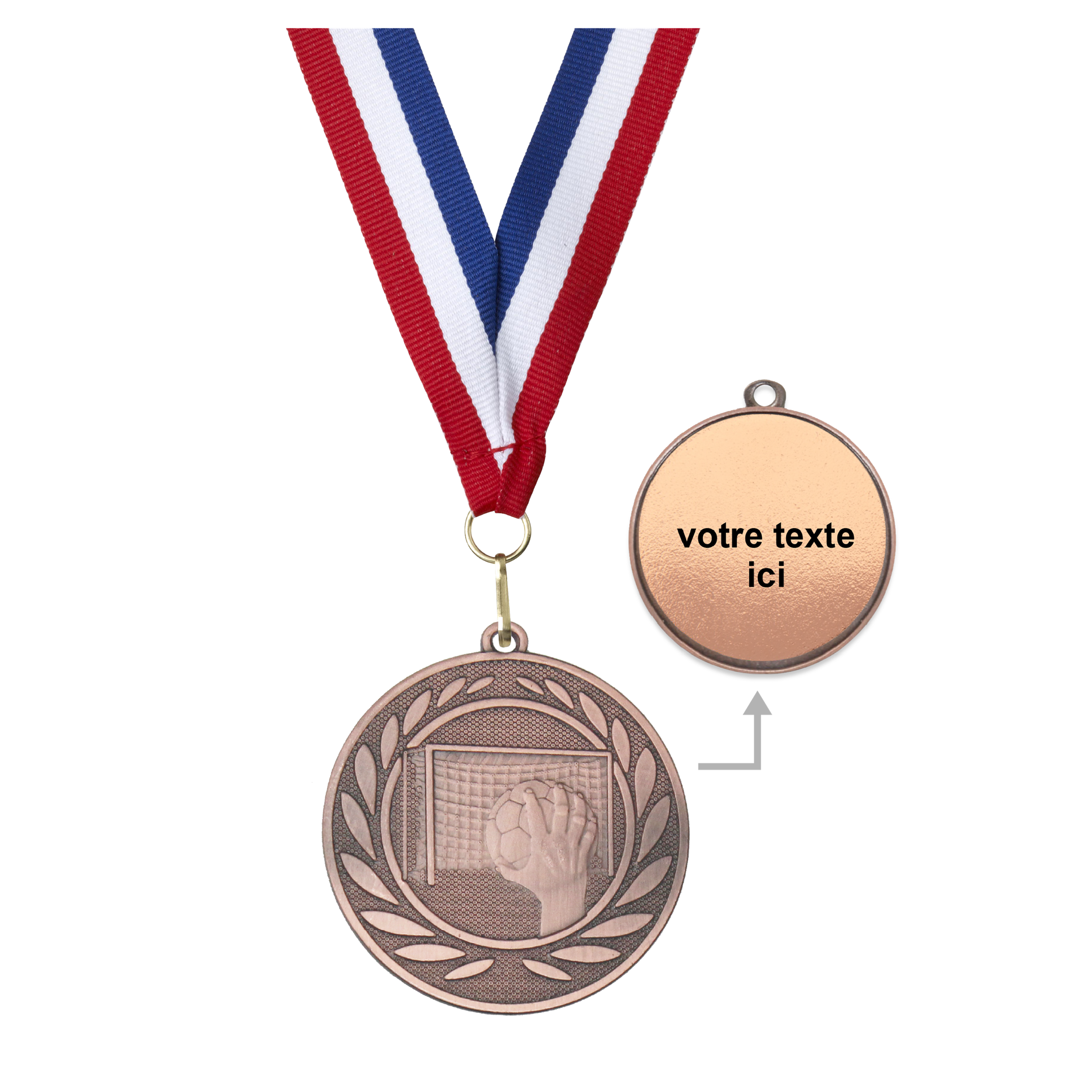 Médaille handball bronze 50 mm personnalisée - Récompenses - Biemans- Clubs - Entreprises - Collectivités - Associations