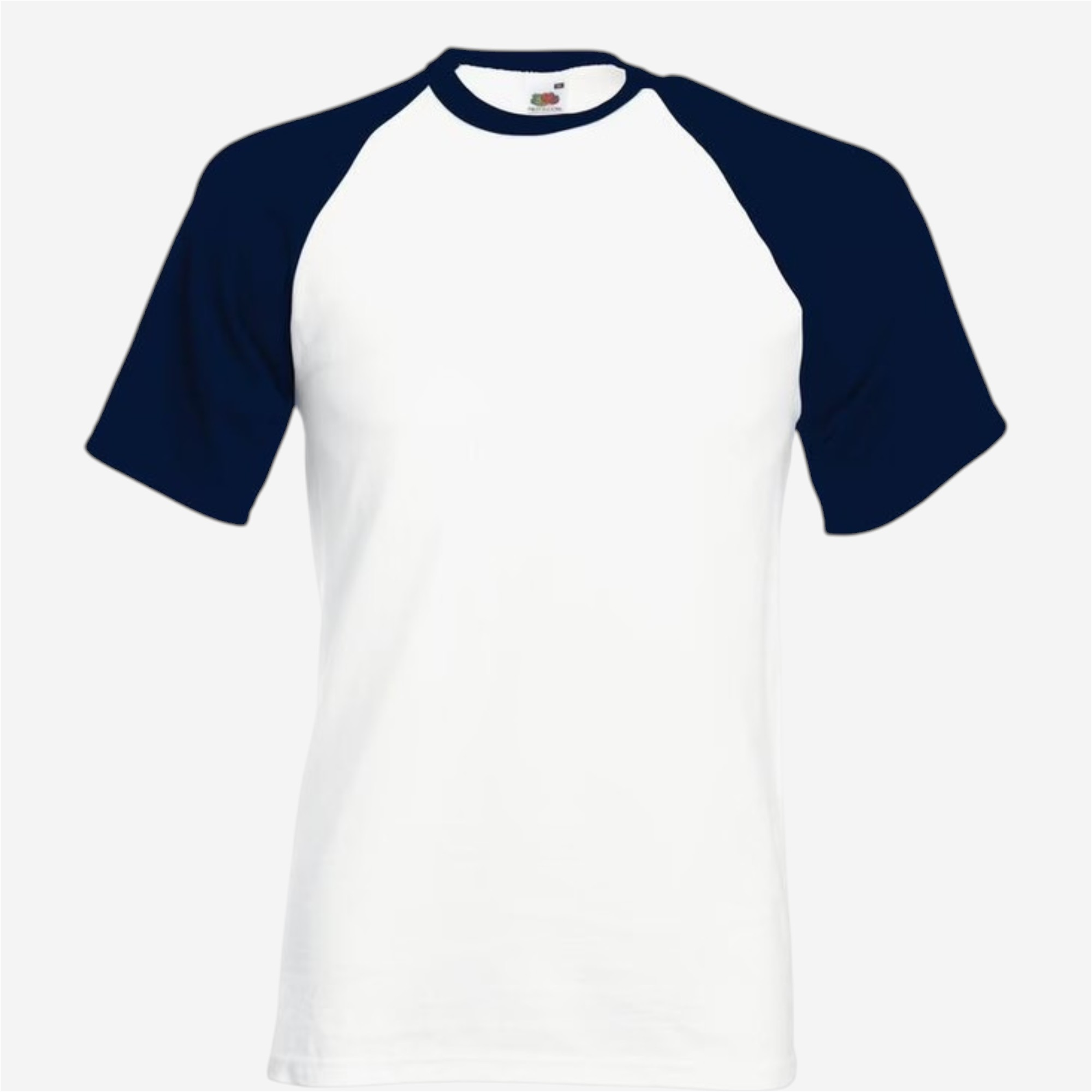 Tee-shirt mc mixte fruit of the loom - blanc/bleu marine - Vêtements de sport et accessoires - Tee-shirts et polos - Fruit of the loom-Decathlon PRO -