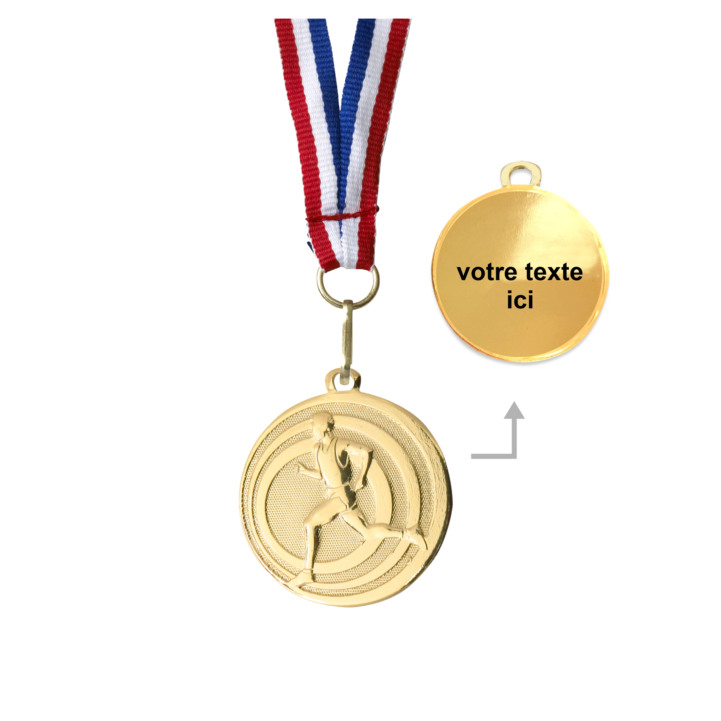Médaille running or 32 mm personnalisée - Récompenses - Biemans- Clubs - Entreprises - Collectivités - Associations