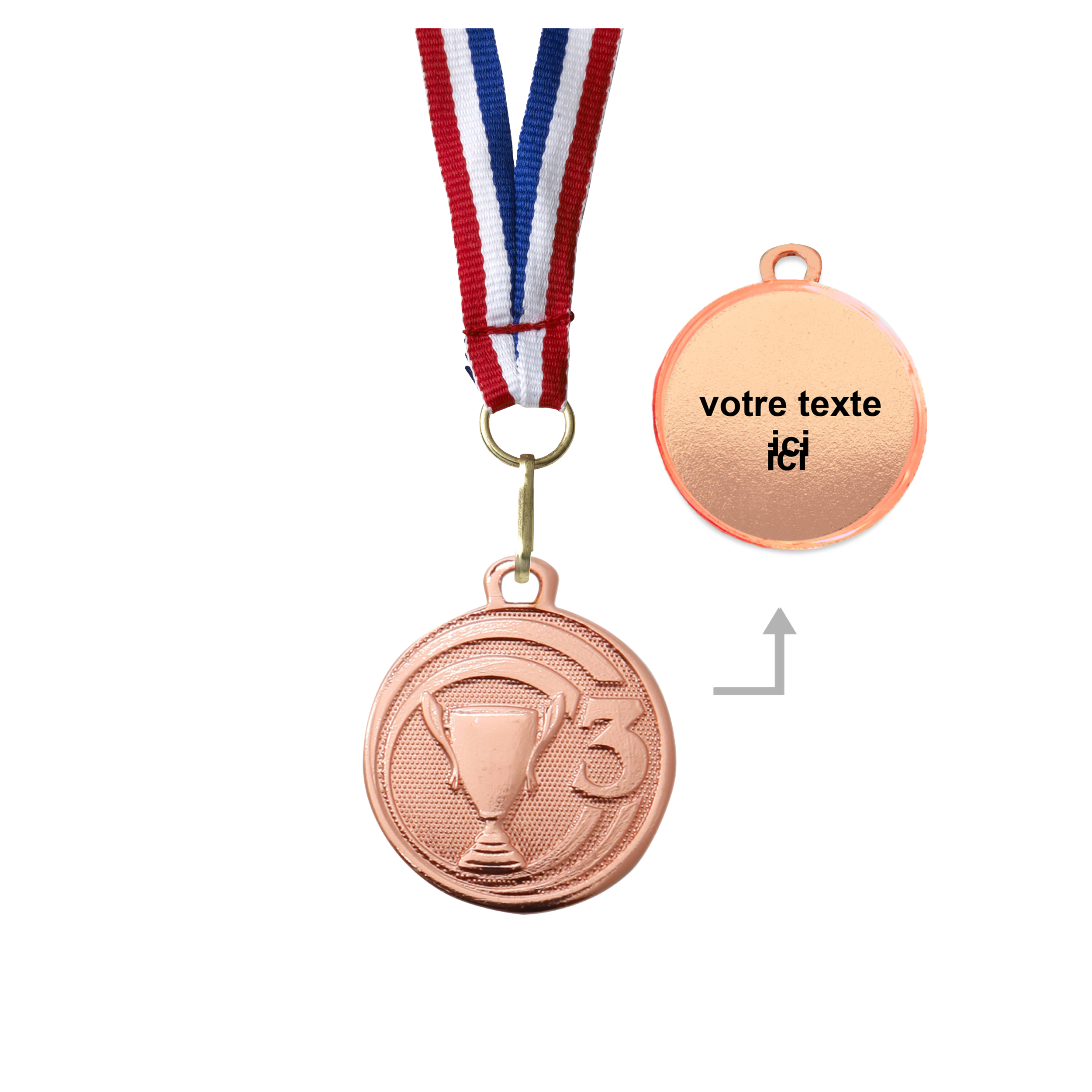 Médaille trophée bronze 32 mm personnalisée - Récompenses - Biemans- Clubs - Entreprises - Collectivités - Associations
