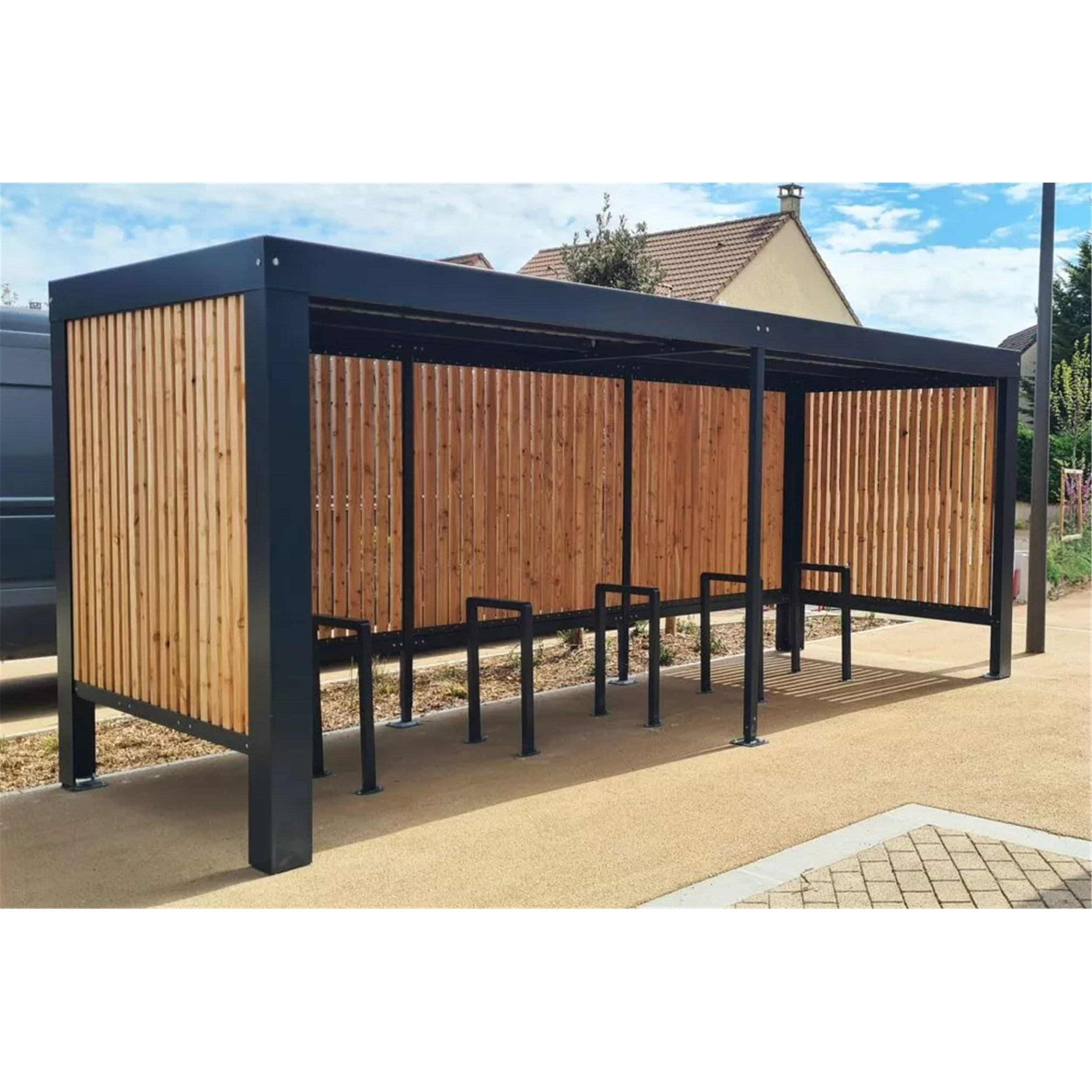 Abri vélos pescara bois - Mobiliers urbains vélos - ABRI PLUS- Clubs - Entreprises - Collectivités - Associations