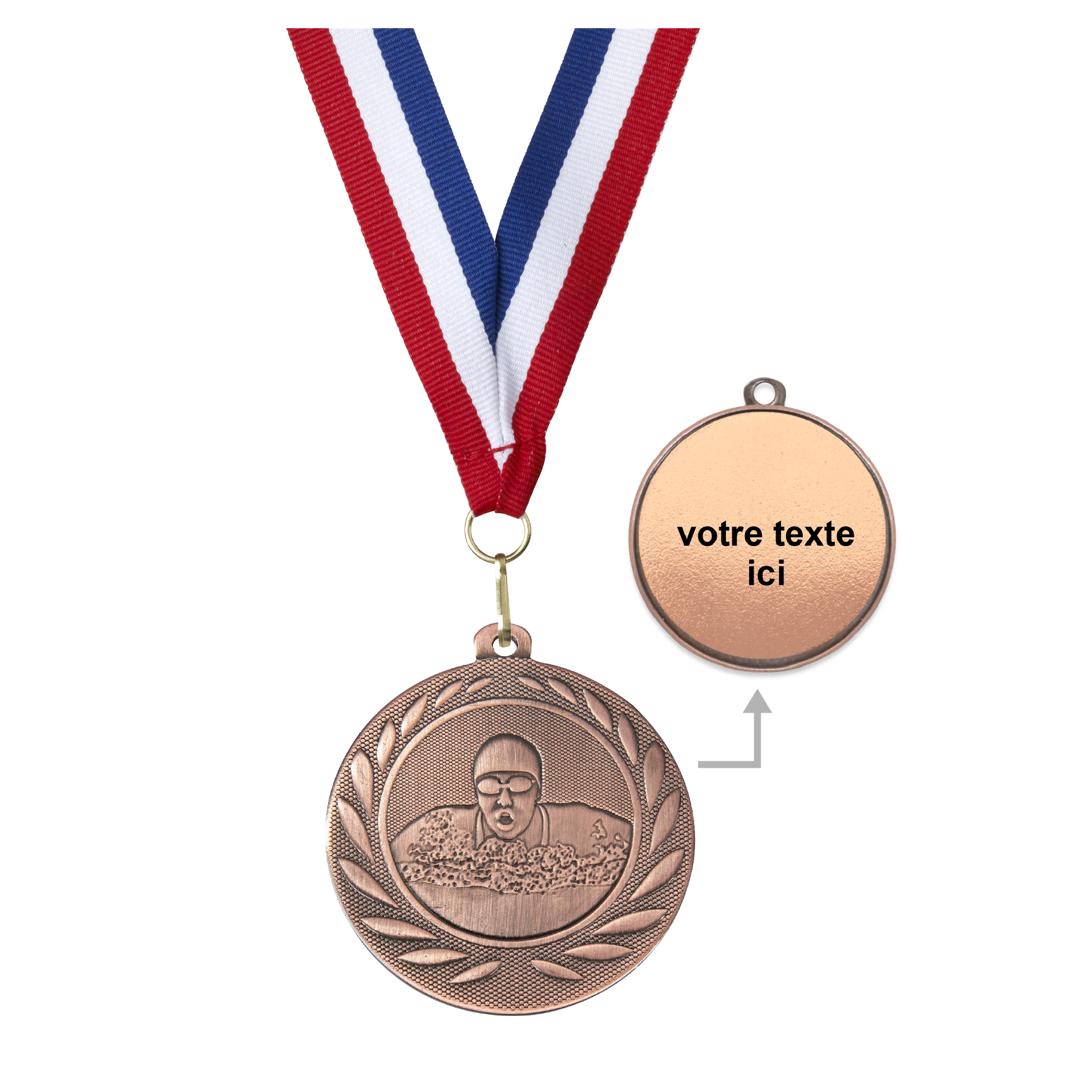 Médaille natation bronze 50 mm personnalisée - Récompenses - Biemans- Clubs - Entreprises - Collectivités - Associations
