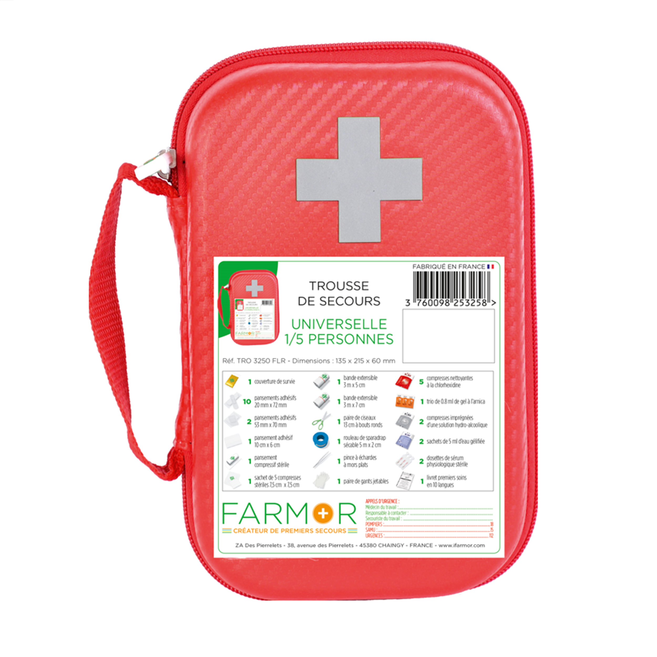 Trousse de secours club universelle 1/5 personnes - Santé - FARMOR- Clubs - Entreprises - Collectivités - Associations