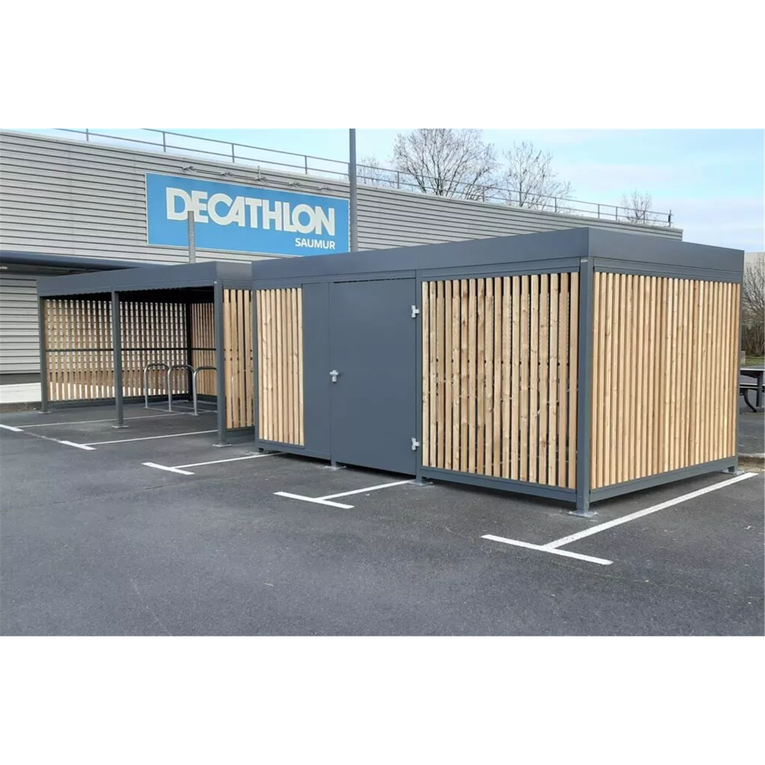 Abri mosaic 6x5x2,1 bois / serrure à clé - Mobiliers urbains vélos - ABRI PLUS- Clubs - Entreprises - Collectivités - Associations