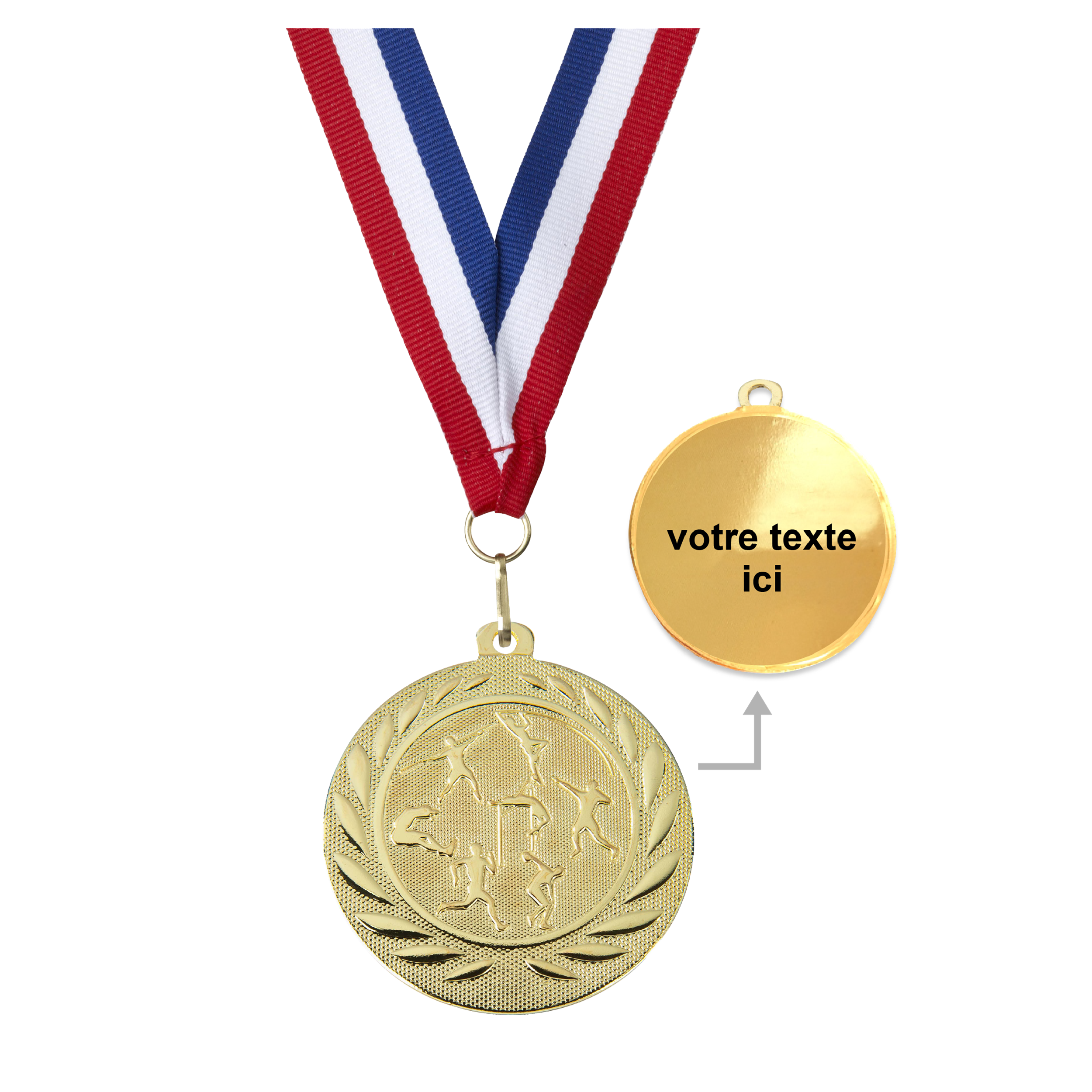 Médaille athlétisme or 50 mm personnalisée - Récompenses - Biemans- Clubs - Entreprises - Collectivités - Associations