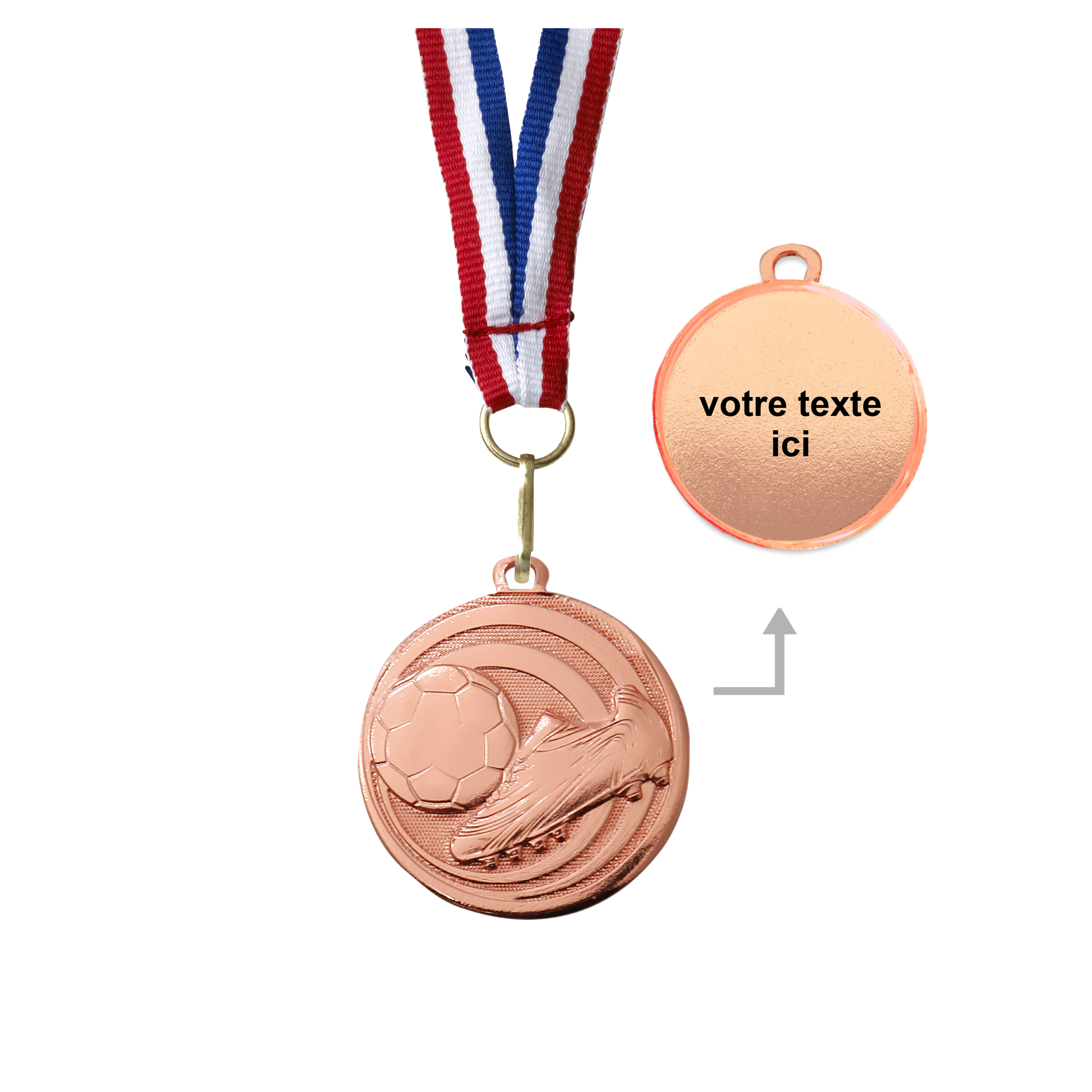 Médaille football bronze 32 mm personnalisée - Récompenses - Biemans- Clubs - Entreprises - Collectivités - Associations
