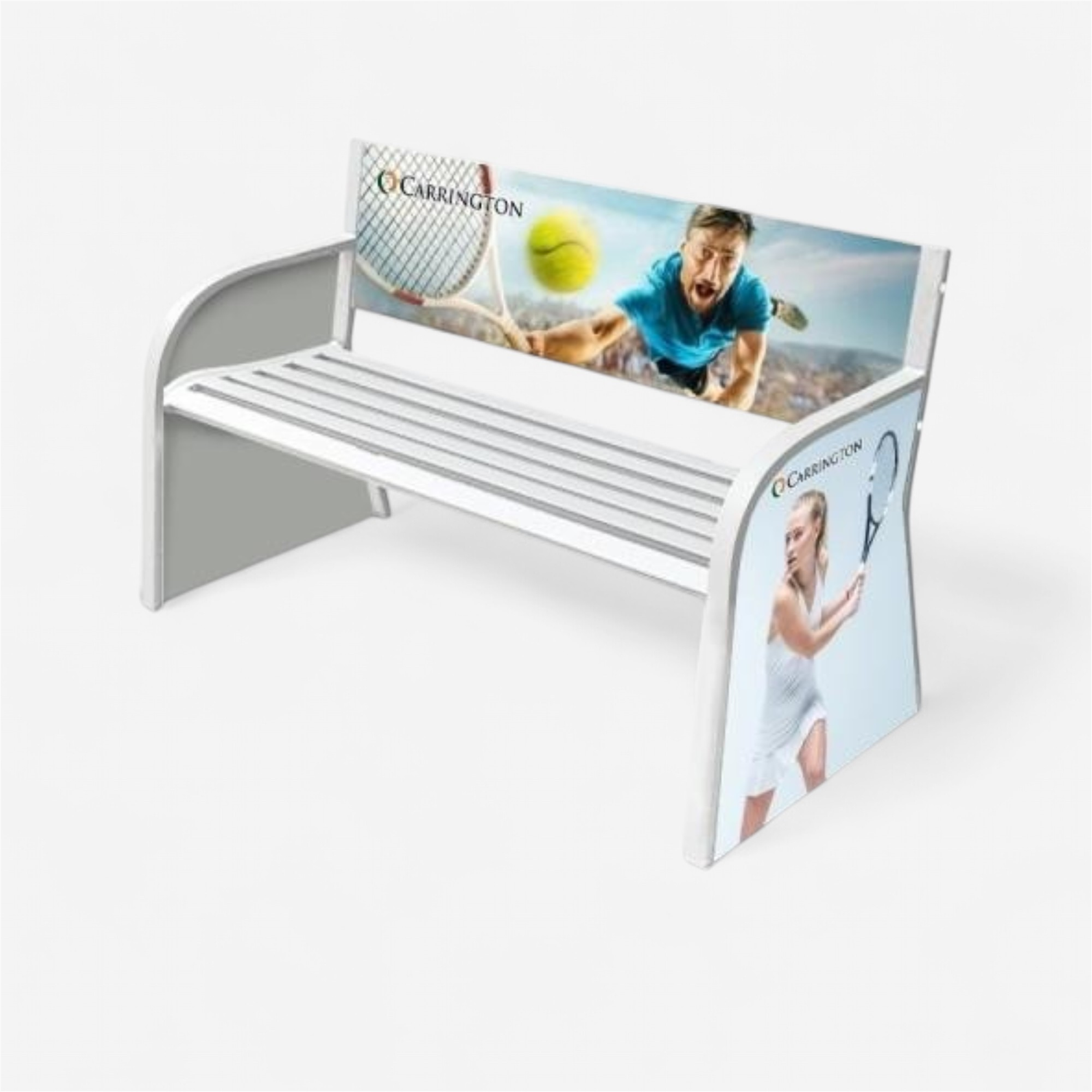 Banc carrigton blanc personnalisable en acier - Tennis - CARRINGTON- Clubs - Entreprises - Collectivités - Associations