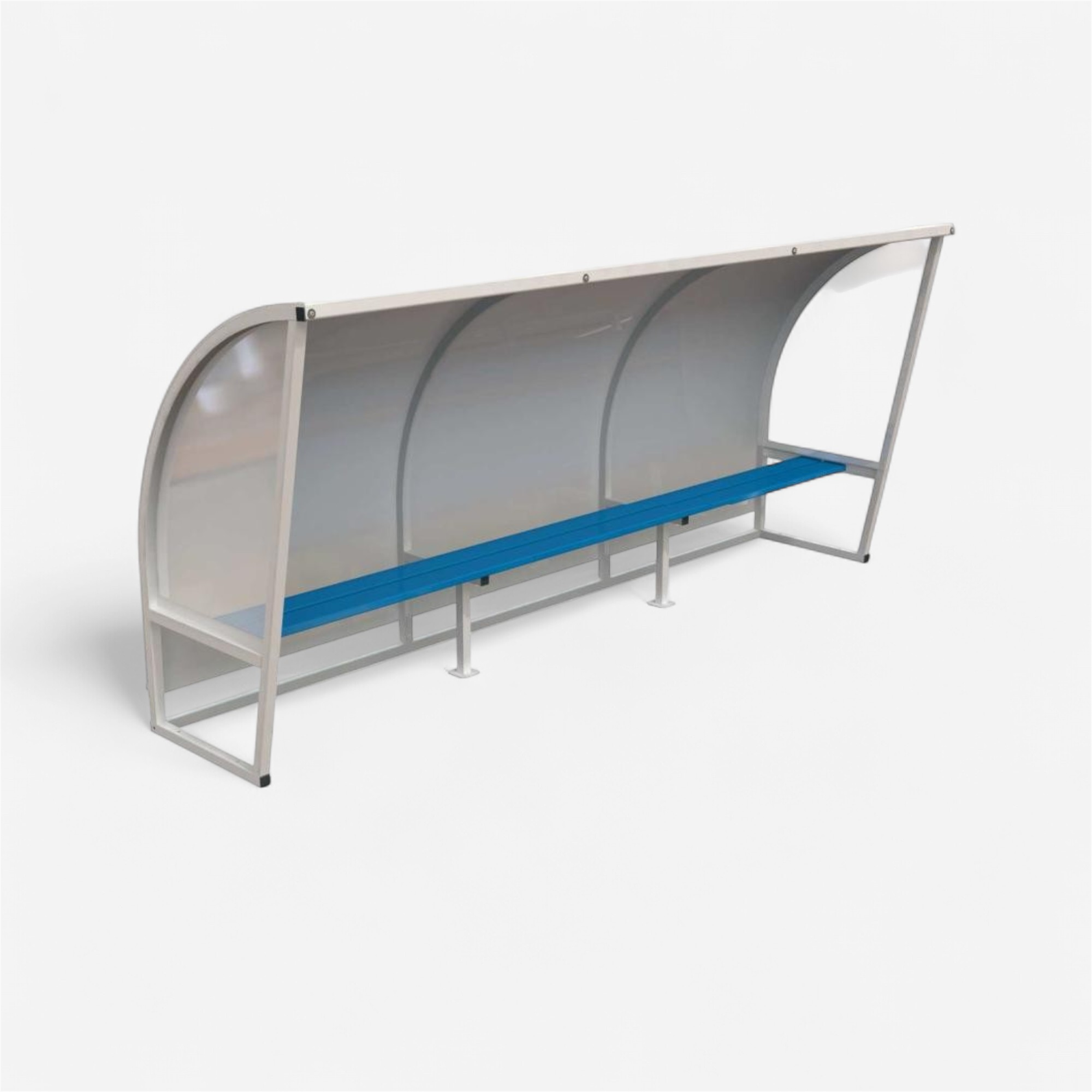 Banc de touche en alu avec abri alu 6m - Matériel terrain - METALUPLAST- Clubs - Entreprises - Collectivités - Associations
