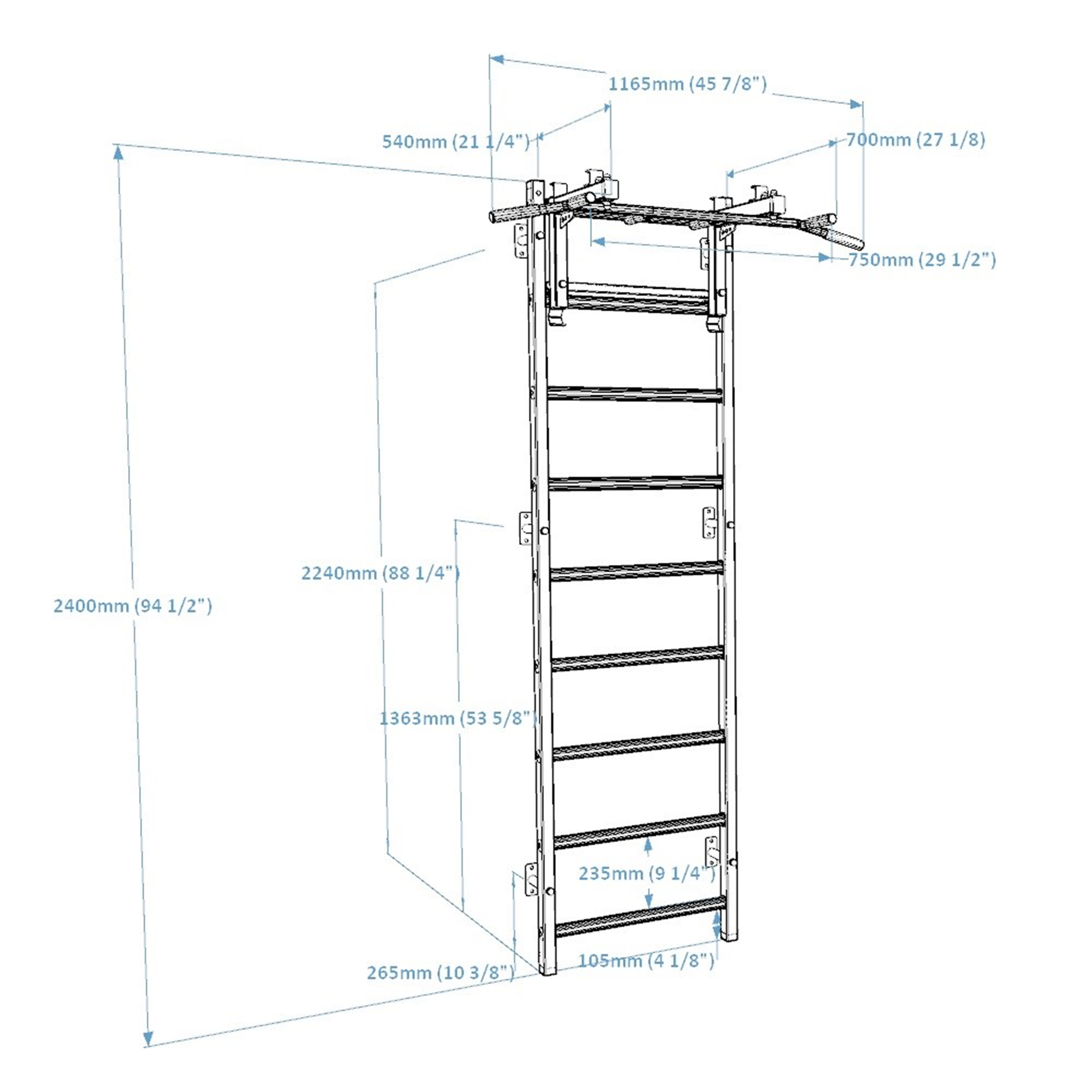 Barre murale gymnastique benchk - 731b - BenchK