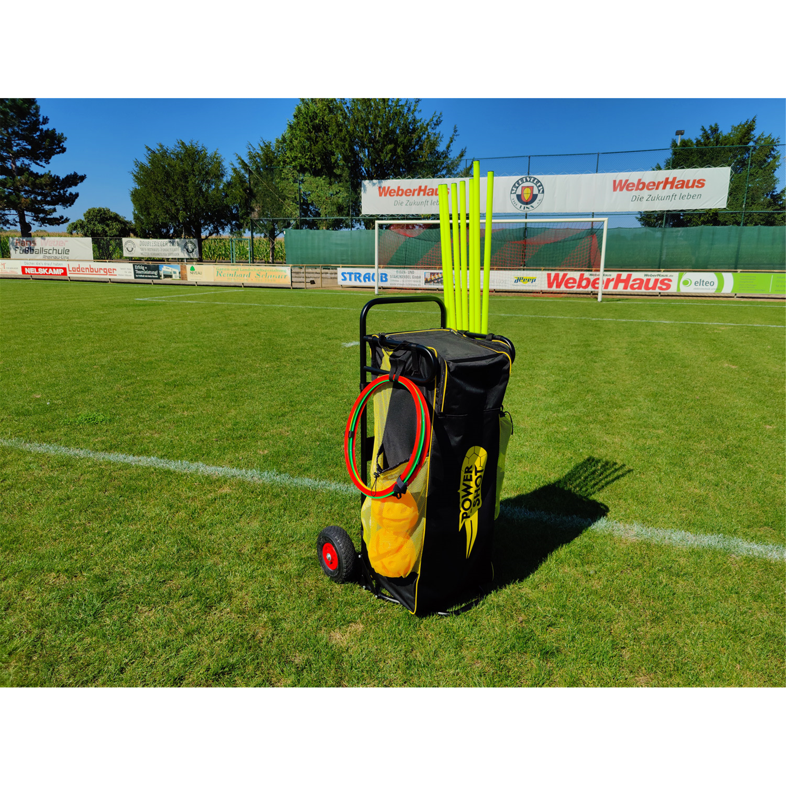 Chariot equipement football noir/jaune - Rangement matériel - POWER SHOT- Clubs - Entreprises - Collectivités - Associations