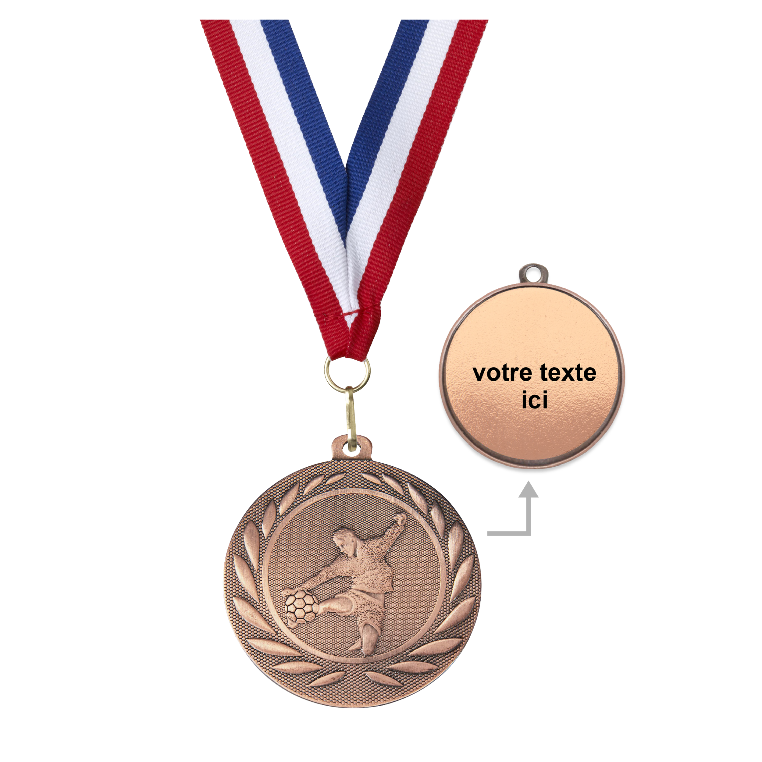 Médaille footballeur bronze 50 mm personnalisée - Récompenses - Biemans- Clubs - Entreprises - Collectivités - Associations