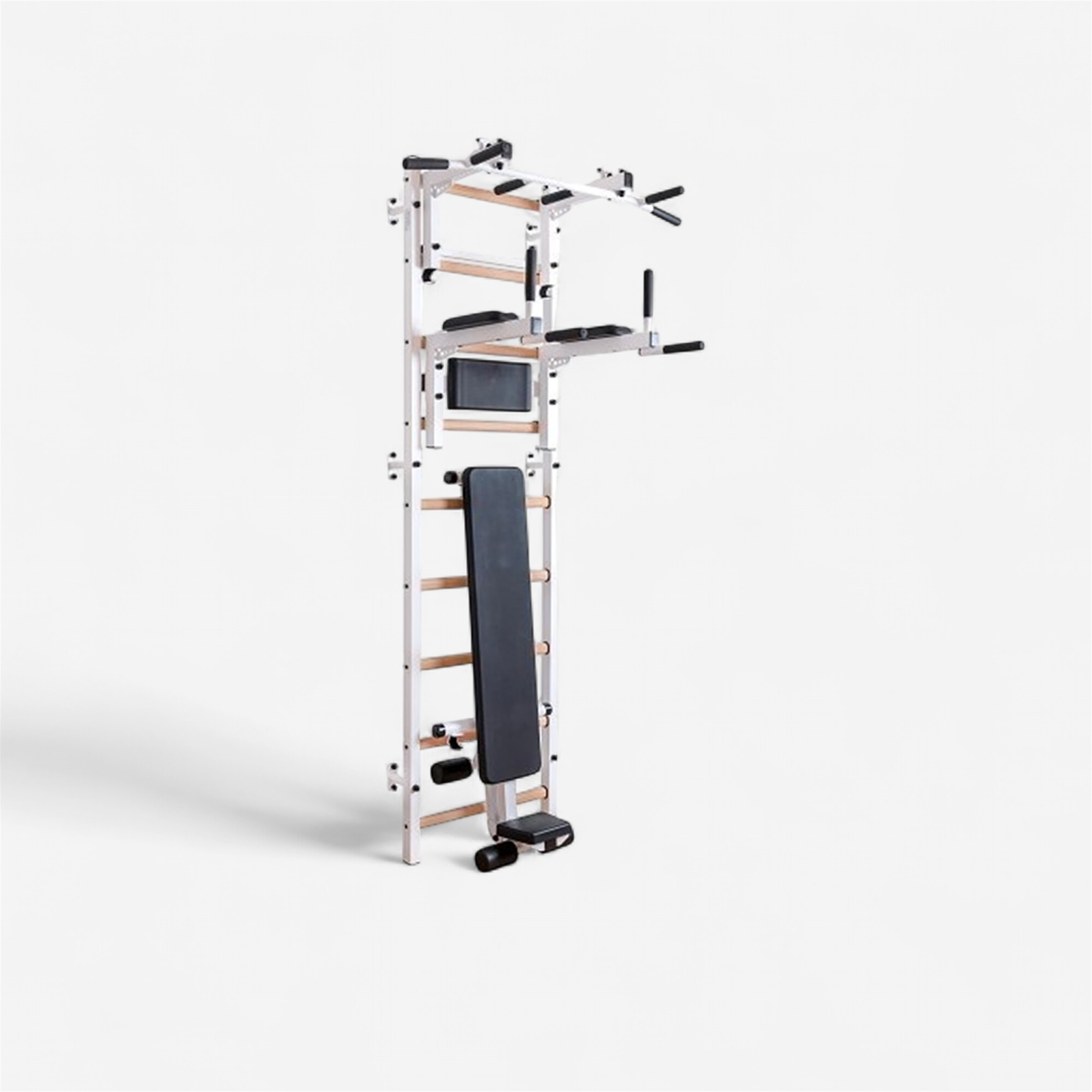 COSTWAY Espalier Suédois, Échelle De Gym En Bois Charge Max 100KG,Barre De Traction Amovible Trapèze Rond - Sport