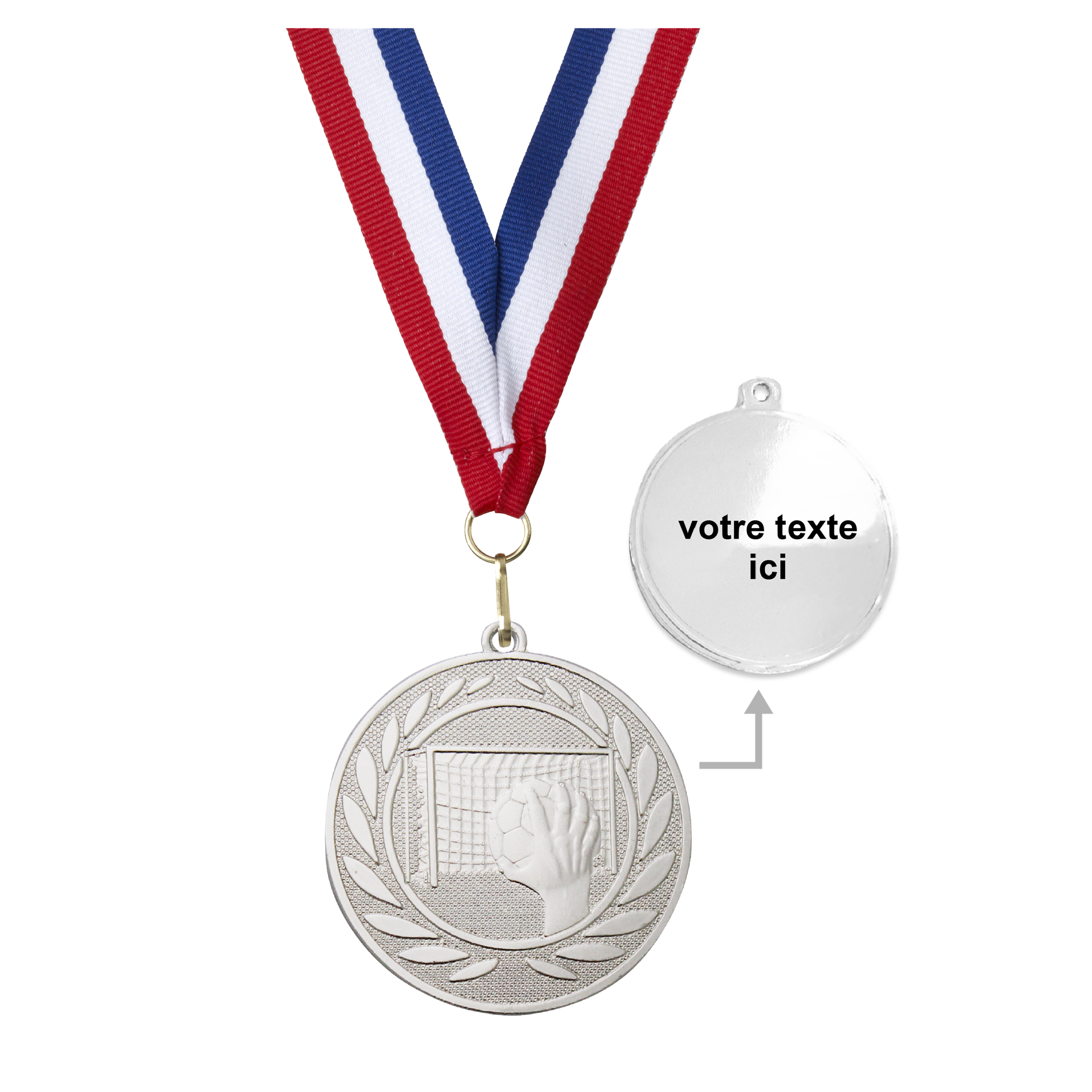 Médaille handball argent 50 mm personnalisée - Récompenses - Biemans- Clubs - Entreprises - Collectivités - Associations