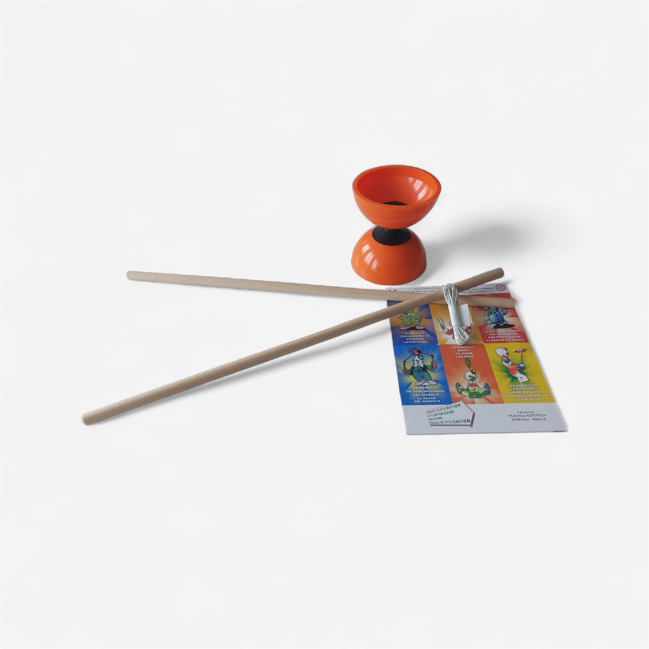 Diabolo big + baguettes en bois + livret - orange - Gymnastique et sports artistiques - Cirque et jonglage - ICARE DISTRIBUTION-Decathlon PRO - Clubs