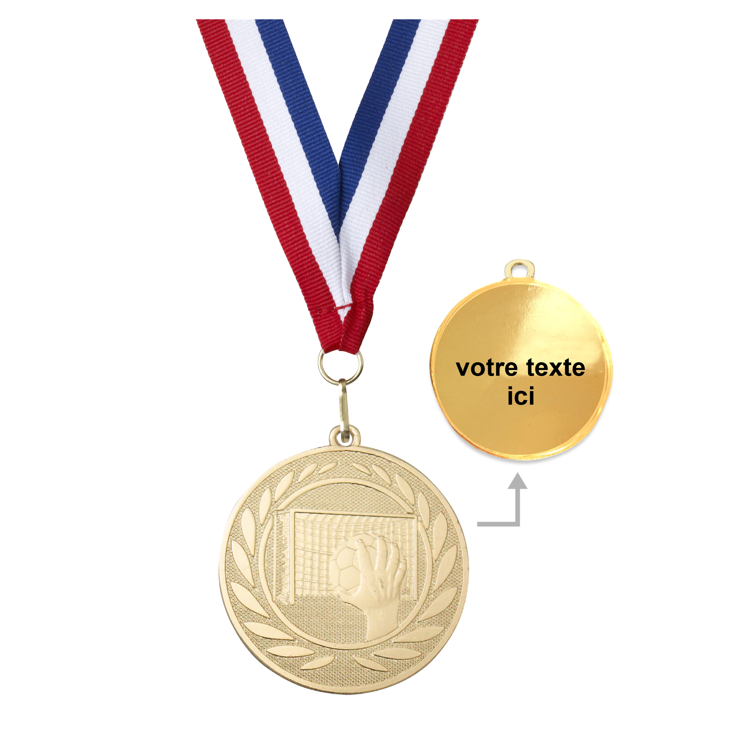 Médaille handball or 50 mm personnalisée - Récompenses - Biemans- Clubs - Entreprises - Collectivités - Associations
