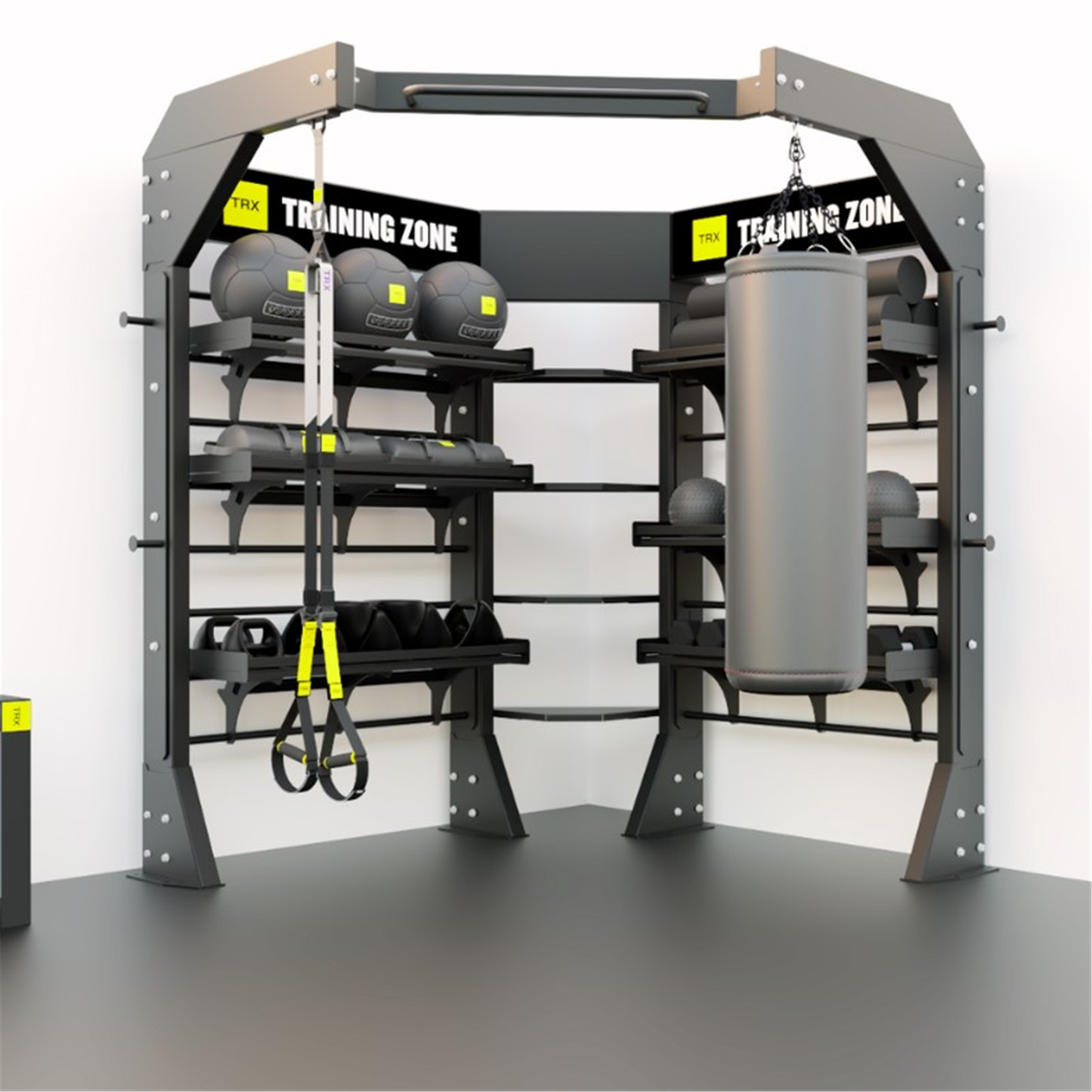 Rack de cross training multifonction angulaire avec accessoires - trx corner unit package noir - Appareils de Musculation - TRX- Clubs - Entreprises - Collectivités - Associations