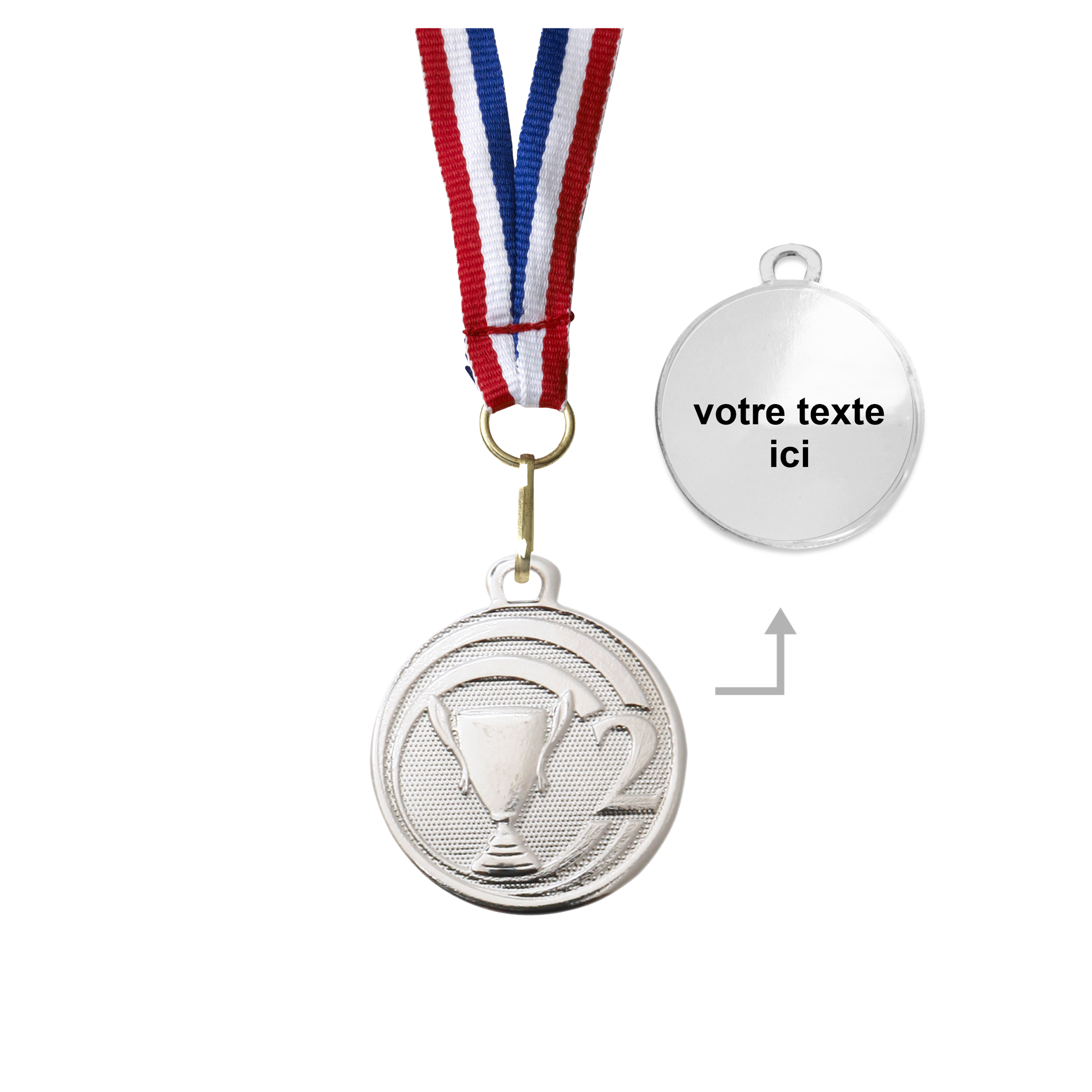 Médaille trophée argent 32 mm personnalisée - Récompenses - Biemans- Clubs - Entreprises - Collectivités - Associations
