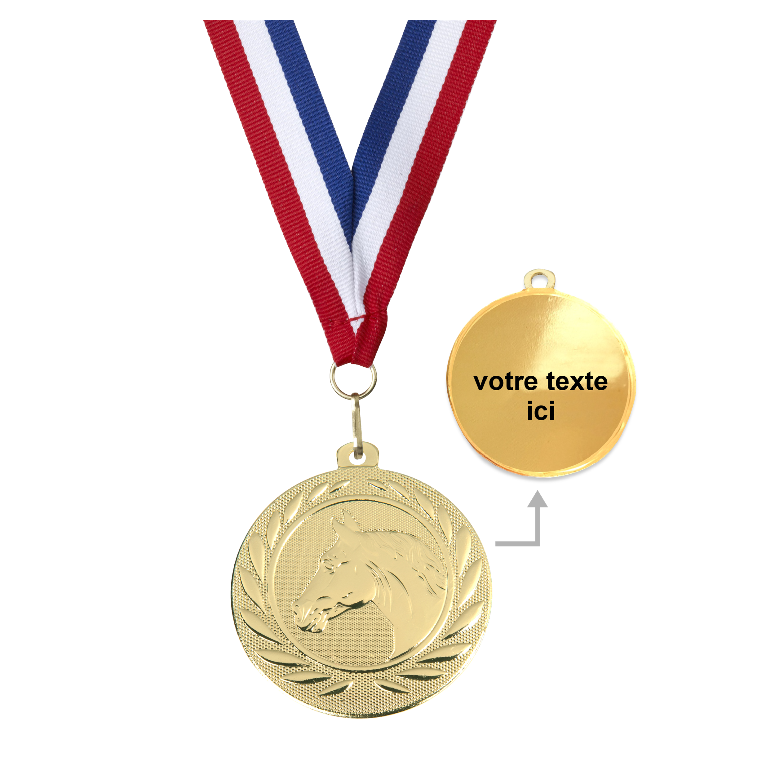 Médaille équitation or 50 mm personnalisée - Récompenses - Biemans- Clubs - Entreprises - Collectivités - Associations