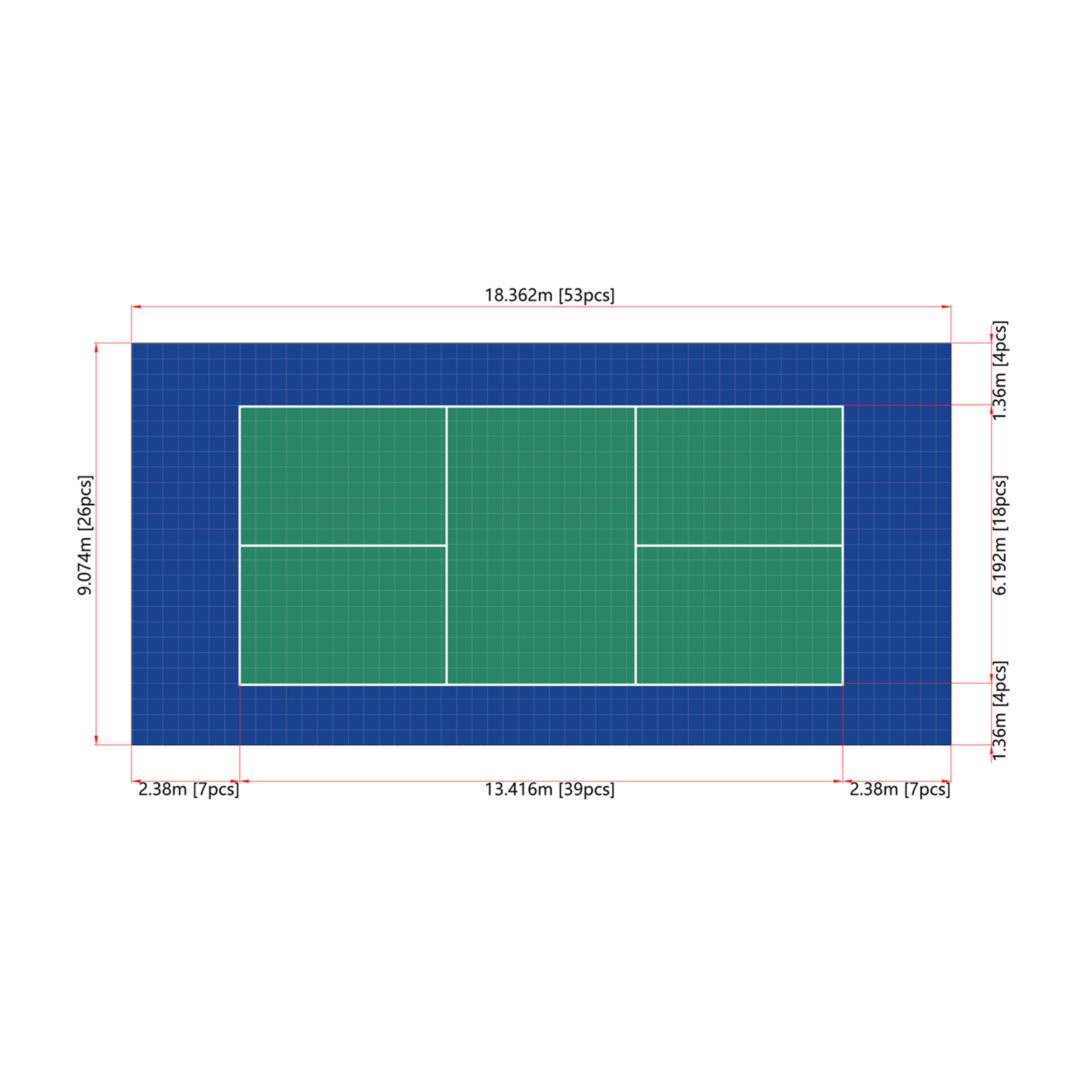 Terrain de pickleball - dalles enlio ela