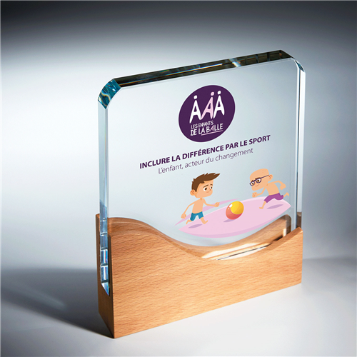 TROPHÉE VERRE/BOIS PERSONNALISÉ