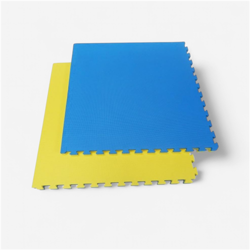 Lot de 10 tapis puzzles 100x100x4 cm combat Sportcom - bleu/jaune 