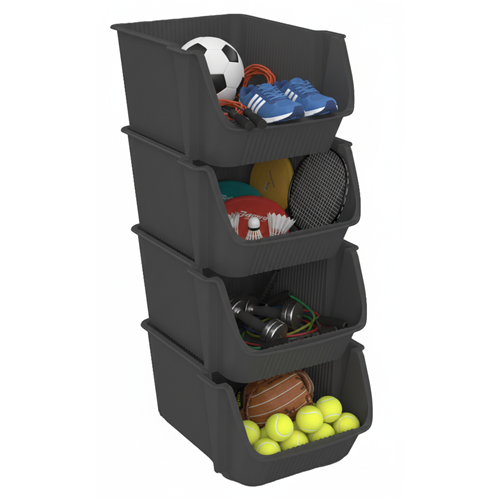 Tour de rangement 4 bacs empilables - FLY TOWER gris