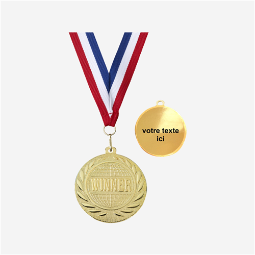 MÉDAILLE WINNER OR 50 MM PERSONNALISÉE