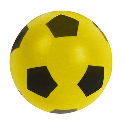 BALLON DE FOOT EN MOUSSE JAUNE / NOIR 20 cm