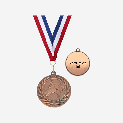 MÉDAILLE ÉQUITATION BRONZE 50 MM PERSONNALISÉE