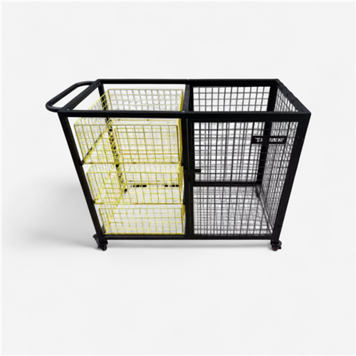 Cage de rangement mobile - noir et jaune