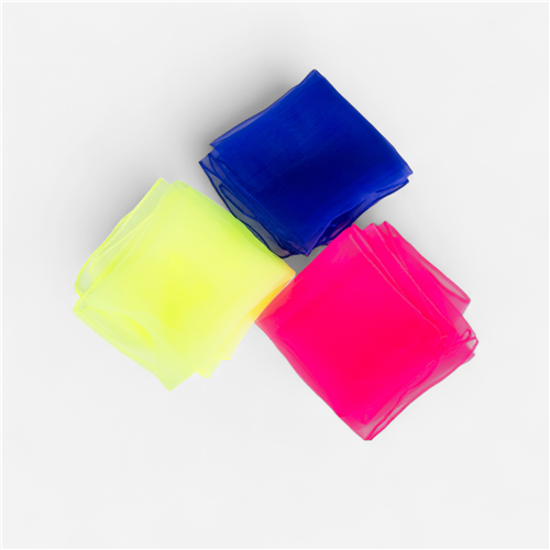 Lot de 3 foulards à jongler 65x65 cm - jaune/rose/orange