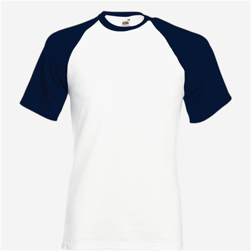Tee-shirt MC mixte Fruit Of The Loom - Blanc/Bleu Marine