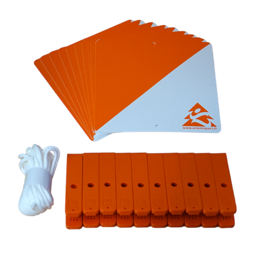 10 BALISES COURSE ORIENTATION PLASTIQUE AVEC PINCES SERIE A