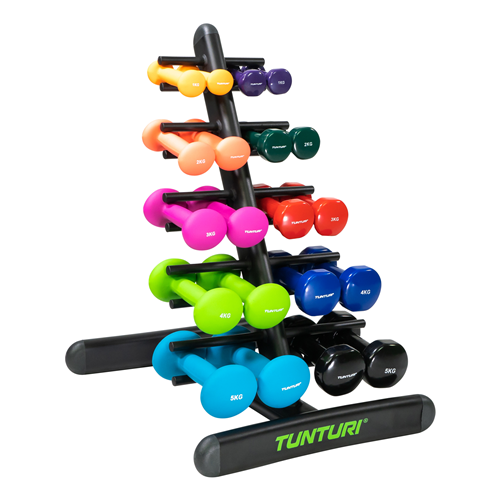 Rack de rangement fitness Tunturi 10 paires - Kit rack + haltères noir