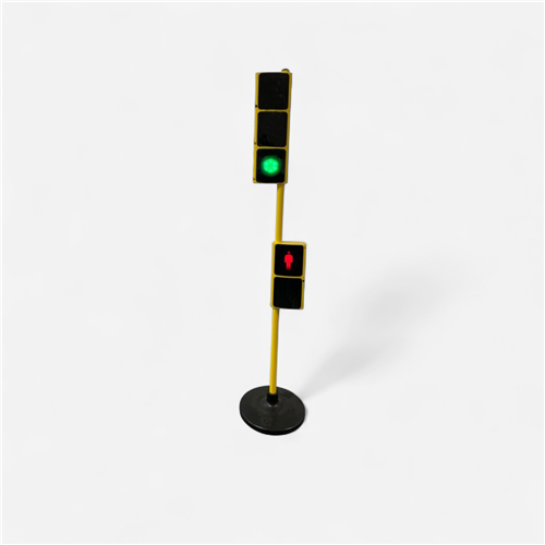 Feu tricolore et piéton 