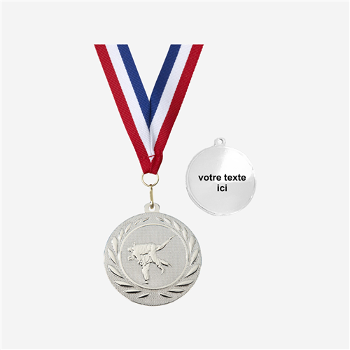 MÉDAILLE JUDO ARGENT 50 MM PERSONNALISÉE