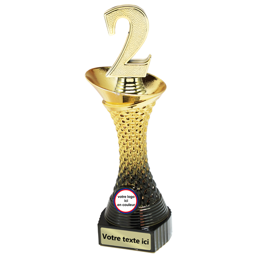 TROPHÉE NUMÉRO 2 PERSONNALISÉ 25,5 CM