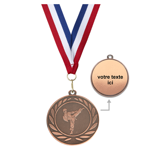 MÉDAILLE KARATÉ BRONZE 50 MM PERSONNALISÉE