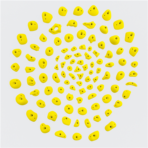 100 Prises Escalade - PACK COLLECTIVITE MUR BETON jaune  (sans visserie)