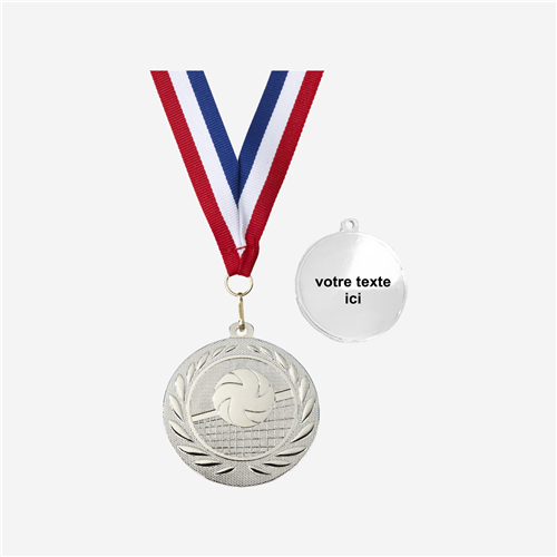 MÉDAILLE VOLLEYBALL ARGENT 50 MM PERSO
