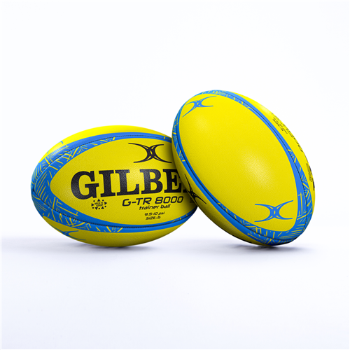 Ballon de rugby entraînement Gilbert G-TR8000 fluo bleu et jaune Taille 5