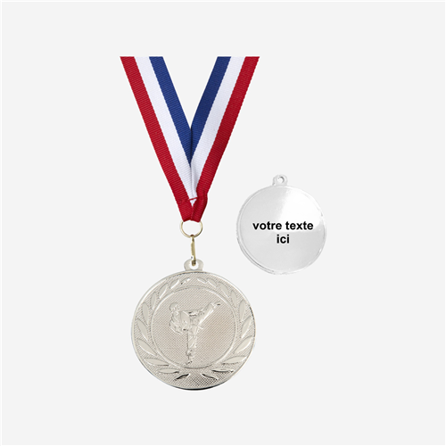 MÉDAILLE KARATÉ ARGENT 50 MM PERSONNALISÉE