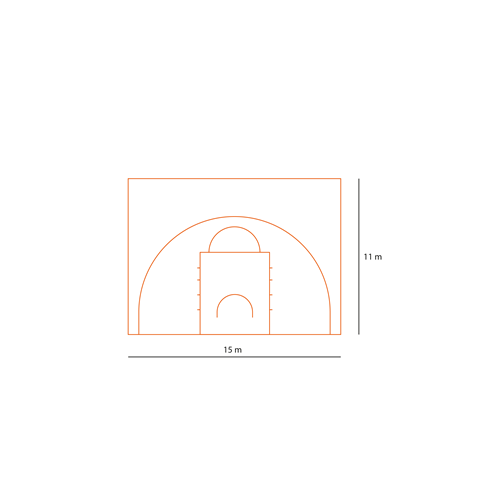 Raquette de Basket 3x3 en thermocollé aux dimensions officielles 15*11 m