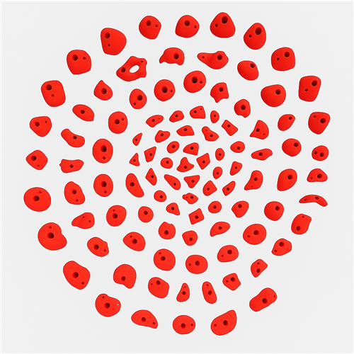 100 Prises Escalade - PACK COLLECTIVITE MUR BETON Rouge (sans visserie)