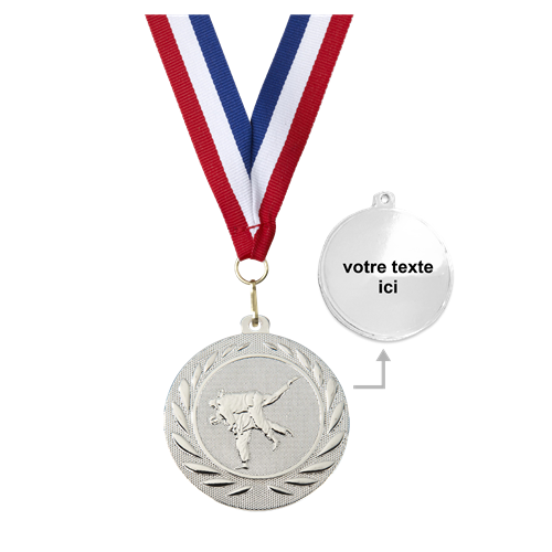 MÉDAILLE JUDO ARGENT 50 MM PERSONNALISÉE