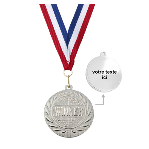 MÉDAILLE WINNER ARGENT 50 MM PERSONNALISÉE
