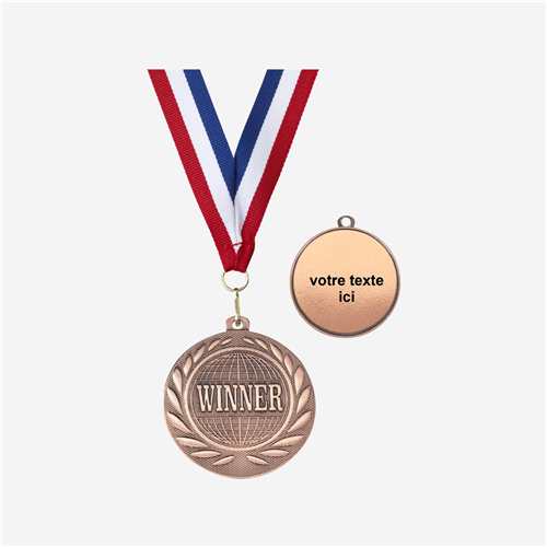 MÉDAILLE WINNER BRONZE 50 MM PERSONNALISÉE