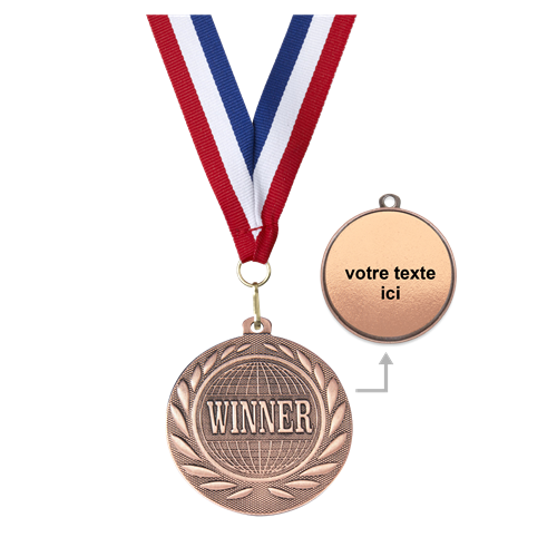 MÉDAILLE WINNER BRONZE 50 MM PERSONNALISÉE